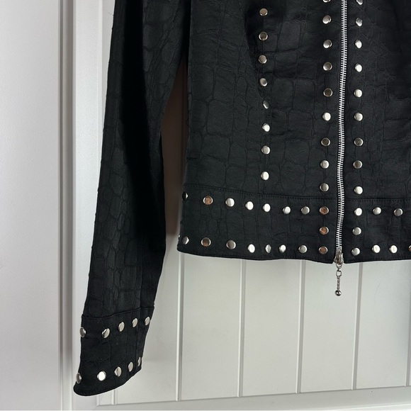 Vintage Alberto Makali Black edgy Studded double zip Blazer size 6 - Picture 5 of 9